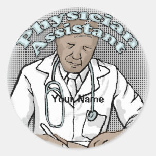 Black Male Physician Assistant Runt Klistermärke