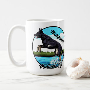 Black Malinois i Vatten Kaffemugg