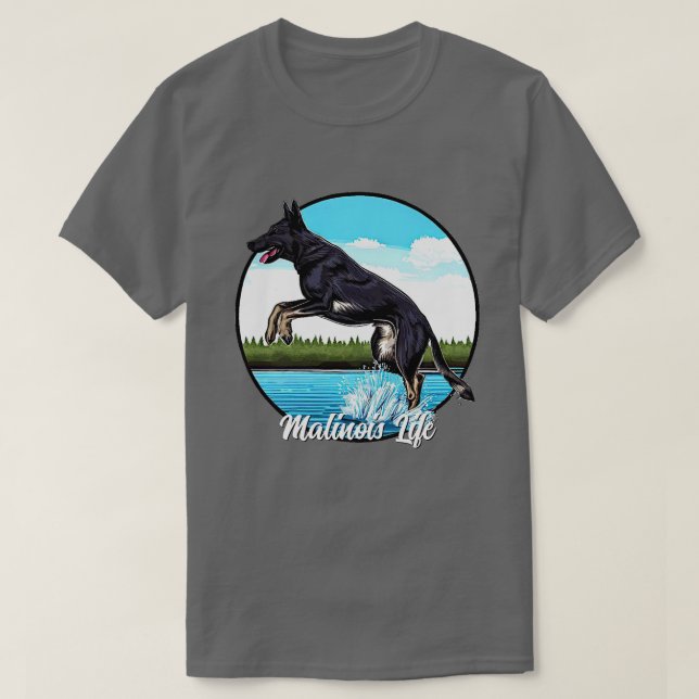 Black Malinois i Vatten T Shirt (Design framsida)