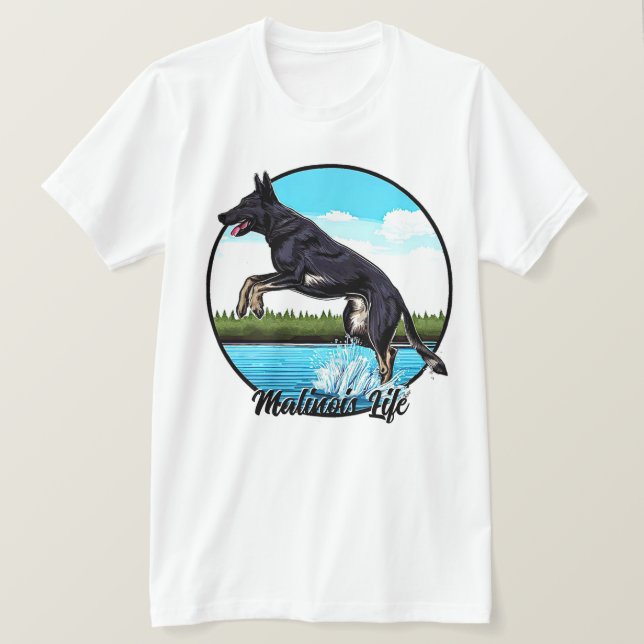 Black Malinois i Vatten T Shirt (Design framsida)
