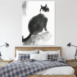 Bläck målning av Cute Cat Wall Art Canvas Art Deco
