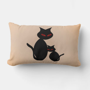 Black Mamma och Kitten Cats Red Eyed Cat Pillow Lumbarkudde