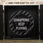 Black Man Cave Quote Darttavla<br><div class="desc">Black Man Cave-offertstyrelsen har en svart och grått modern rand-design med ett inspirerande citat: "Vinnare slutar aldrig" för dessa tävlingsspelare - perfekt gåva till honom, make eller far. Ändra citattecknet om du vill med avsnittet "Anpassa den här mallen". Kardz Studio originalteckning. Om du har några frågor, kontakta mig genom Zazzle-...</div>