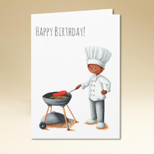 Black Man Chef Barbecue Birthday Kort