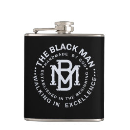 Black Man Emblem Whiskey Vinyl Wrapped Flask Fickplunta