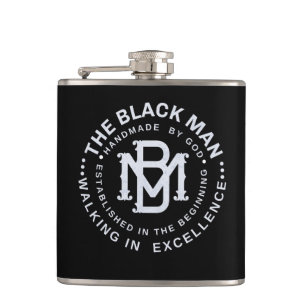 Black Man Emblem Whiskey Vinyl Wrapped Flask Fickplunta