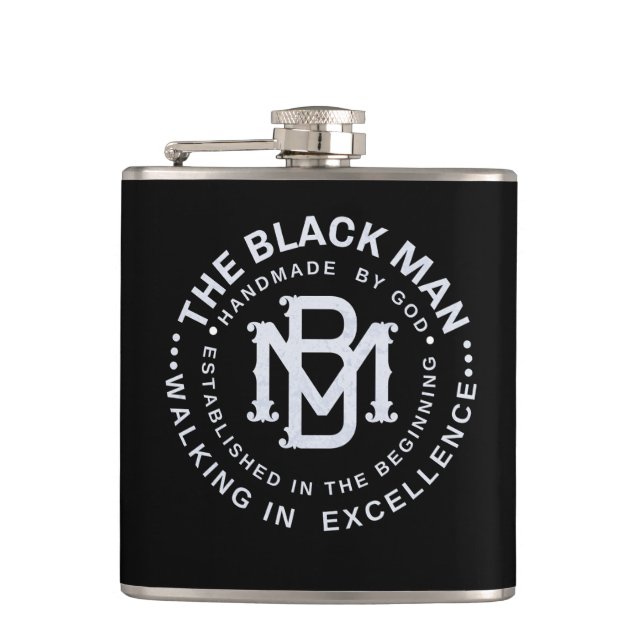 Black Man Emblem Whiskey Vinyl Wrapped Flask Fickplunta (Framsidan)