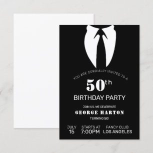 Black Man Kostym Birthday Inbjudningar