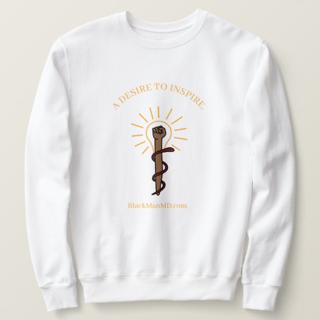 Black Man, M.D. Unisex Vit sötskjorta Lång Ärmad Tröja (Design framsida)