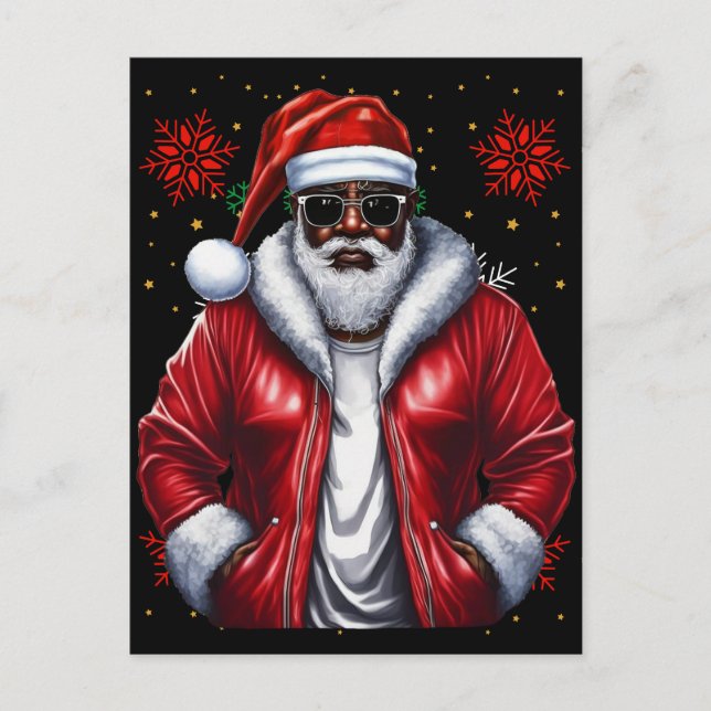 Black Man Melanin jul Jultomten Ugly Julafton Helg Vykort (Framsida)