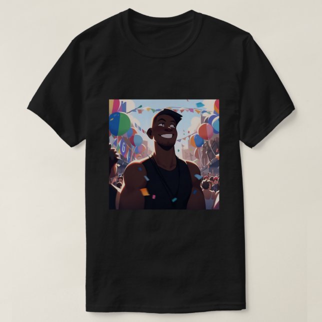 Black Man vid Gay pride T Shirt (Design framsida)