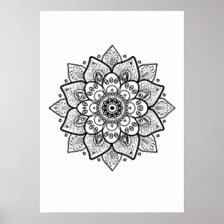 Black Mandala On White Poster