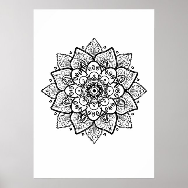 Black Mandala On White Poster (Framsidan)