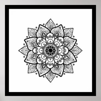 Black Mandala On White Poster