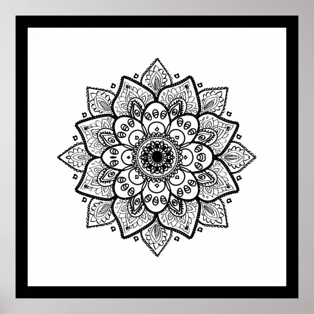 Black Mandala On White Poster (Framsidan)