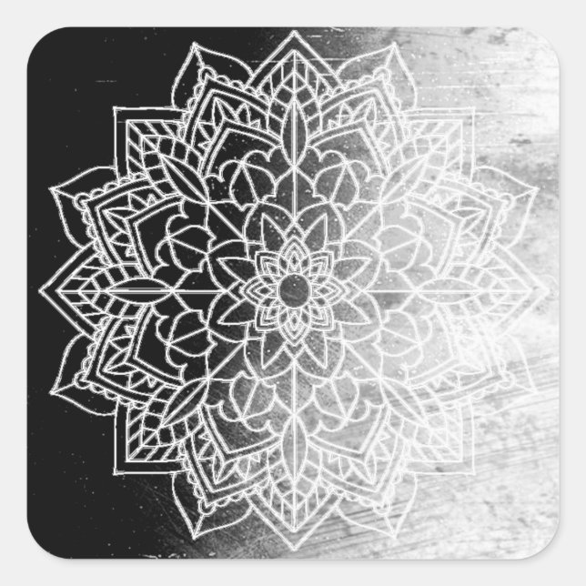 Black Mandala Stickers Fyrkantigt Klistermärke (Framsida)