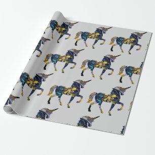 Black Mandala Unicorn Art Presentpapper