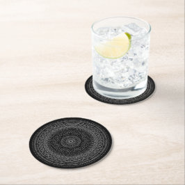 Black Mandala v3-runda Pappra Underlägg Papper Rund