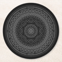 Black Mandala v3-runda Pappra Underlägg