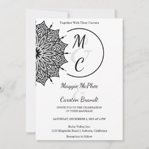 Black Mandala Wedding-inbjudan Inbjudningar