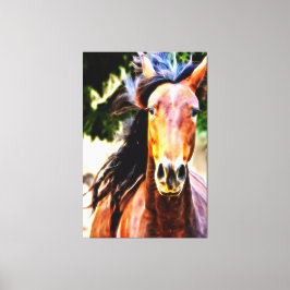 *~* Black Mane Horse AR22 Equine Art Kanvastryck