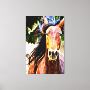*~* Black Mane Horse AR22 Equine Art Kanvastryck