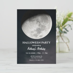 Black måne mystic halloween-födelsedagsinbjudan inbjudningar