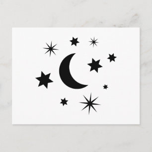 Black Måne & Stars Vykort
