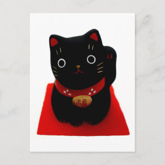 Black Maneki Neko på en röd matta Vykort