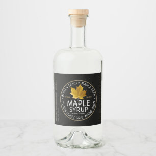 Black Maple Syrup Gult Sugar Maple Löv Spritflaskor Etikett