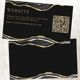 Black Marble Agate Guld Glitter Bröllop Tilläggskort
