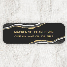 Black Marble Agate Guld Glitter Business Namnbricka