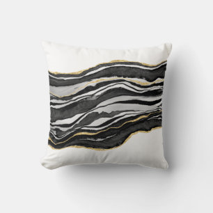 Black Marble Agate Guld Glitter Kudde