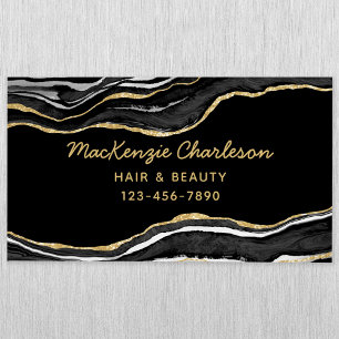 Black Marble Agate Guld Glitter Magnetiska Visitkort