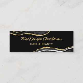 Black Marble Agate Guld Glitter Mini Visitkort