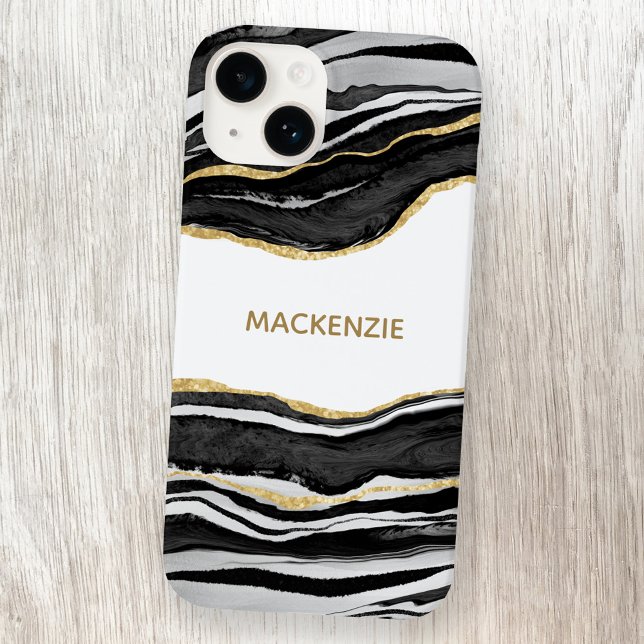 Black Marble Agate Guld Glitter Personlig (Skapare uppladdad)