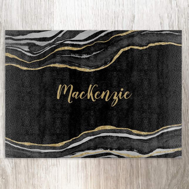 Black Marble Agate Guld Glitter Personlig (Skapare uppladdad)