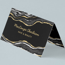 Black Marble Agate Guld Glitter Visitkort