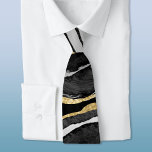 Black Marble Agate Guld Slips<br><div class="desc">Svart vattenfärg gör marmordeller med faux guld-detaljer.</div>