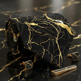 Black Marble and Gold Veins Elegant Pattern Slips
