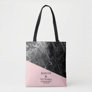 Black Marble Geometric Bröllop Tygkasse