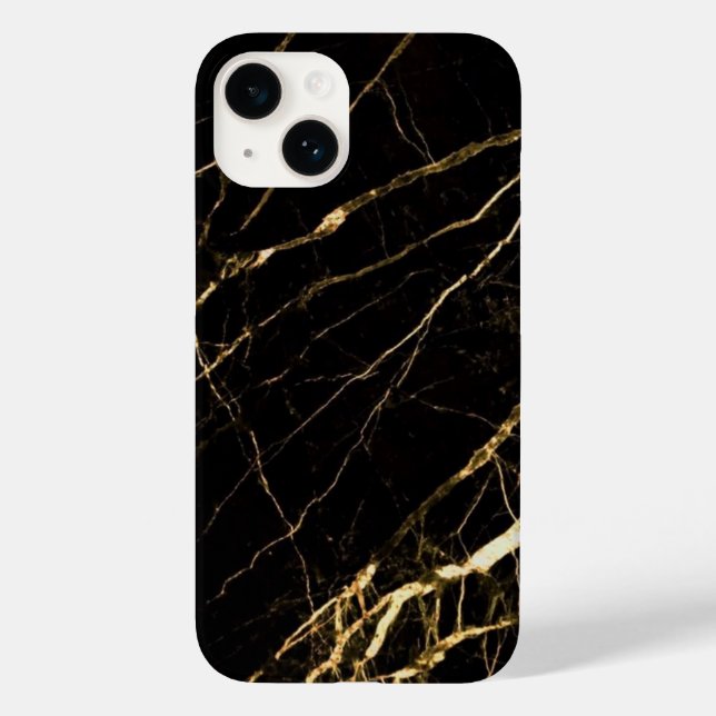 black marble gold hoesje voor iphone 14 (Baksida)