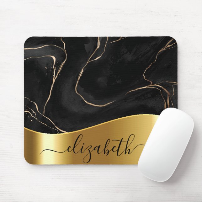 Black Marble Golden Foil Musmatta (Med mus)