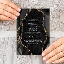 Black Marble Guld Agate Bröllop