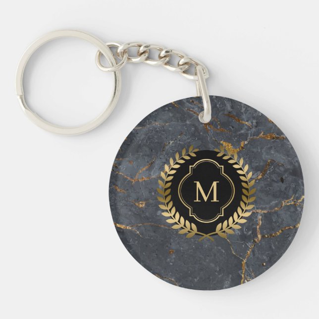 Black Marble Guld Badge Monogram (Framsidan)