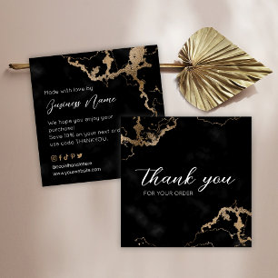 Black Marble Guld Elegant Tack for Purchase Fyrkantigt Visitkort