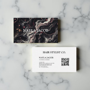 Black Marble Guld Glitter & Elegant Hair Stylist Visitkort