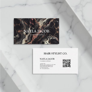 Black Marble Guld Glitter & Elegant Hair Stylist Visitkort