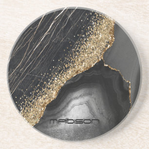 Black Marble Guld Glitter Underlägg