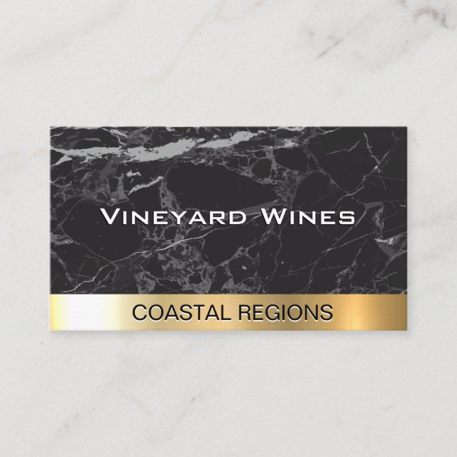 Black Marble | Guld metallisk lyx Visitkort (Framsida)